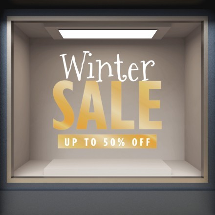 Winter Sale Gold Αυτοκόλλητο Βιτρίνας